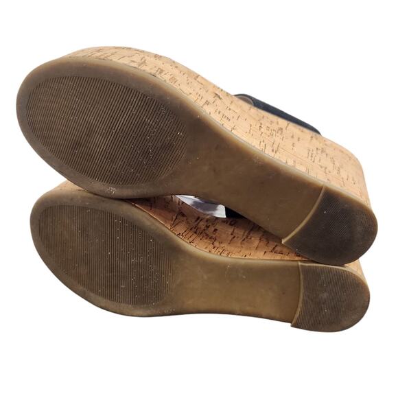 Steve Madden Women Leather CHUNKY Y2k Strappy Wedge Platform Sandals Black 8 - Picture 6 of 6